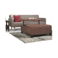 Simpli Home - Harrison 36 inch Wide Transitional Square Coffee Table Storage Ottoman in Faux Leather