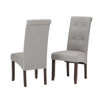 Simpli Home - Cosmopolitan Contemporary Linen Fabric Dining Chairs (Set of 2) - Gray Cloud