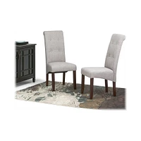 Simpli Home - Cosmopolitan Contemporary Linen Fabric Dining Chairs (Set of 2) - Gray Cloud