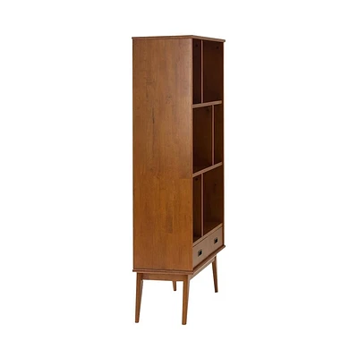 Simpli Home - Draper Mid-Century Modern Solid Hardwood 6-Shelf 2-Drawer Bookcase