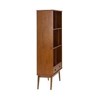 Simpli Home - Draper Mid-Century Modern Solid Hardwood 6-Shelf 2-Drawer Bookcase