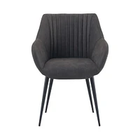 Simpli Home - Briar Mid-Century Modern Faux Leather Dining Chair - Distressed Charcoal