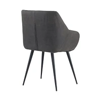 Simpli Home - Briar Mid-Century Modern Faux Leather Dining Chair - Distressed Charcoal