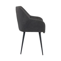 Simpli Home - Briar Mid-Century Modern Faux Leather Dining Chair - Distressed Charcoal