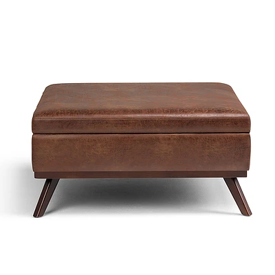 Simpli Home - Owen inch Wide Mid Century Modern Square Coffee Table Storage Ottoman