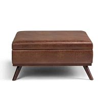 Simpli Home - Owen inch Wide Mid Century Modern Square Coffee Table Storage Ottoman