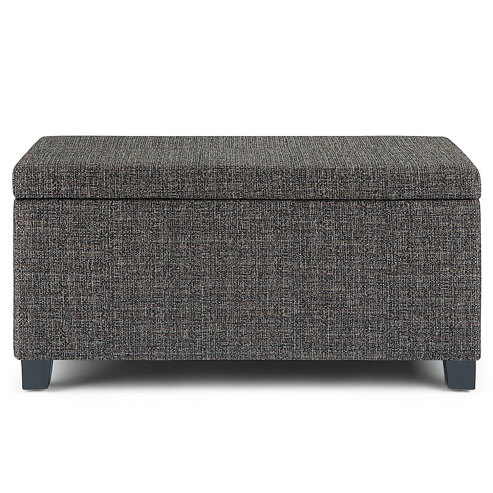 Simpli Home - Dover 36 inch Wide Contemporary Rectangle Storage Ottoman Bench - Dark Gray