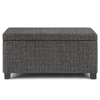 Simpli Home - Dover 36 inch Wide Contemporary Rectangle Storage Ottoman Bench - Dark Gray