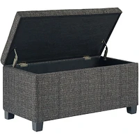 Simpli Home - Dover 36 inch Wide Contemporary Rectangle Storage Ottoman Bench - Dark Gray