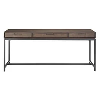 Simpli Home - Banting Rectangular Mid-Century Modern Industrial Solid Rubberwood 3-Drawer Table - Walnut Brown