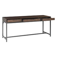 Simpli Home - Banting Rectangular Mid-Century Modern Industrial Solid Rubberwood 3-Drawer Table - Walnut Brown