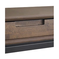 Simpli Home - Banting Rectangular Mid-Century Modern Industrial Solid Rubberwood 3-Drawer Table - Walnut Brown