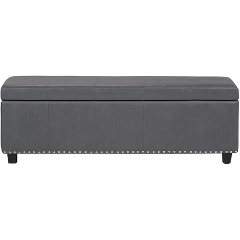 Simpli Home - Kingsley Rectangular Transitional Foam/Plywood Bench Ottoman With Inner Storage - Stone Gray