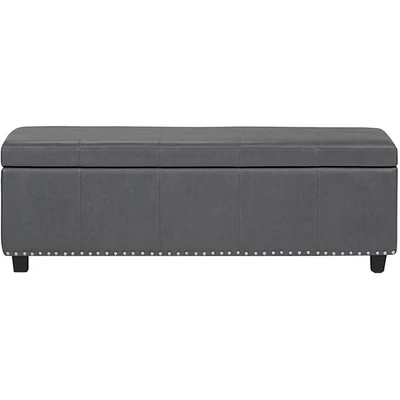 Simpli Home - Kingsley Rectangular Transitional Foam/Plywood Bench Ottoman With Inner Storage - Stone Gray