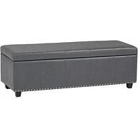 Simpli Home - Kingsley Rectangular Transitional Foam/Plywood Bench Ottoman With Inner Storage - Stone Gray
