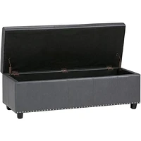 Simpli Home - Kingsley Rectangular Transitional Foam/Plywood Bench Ottoman With Inner Storage - Stone Gray