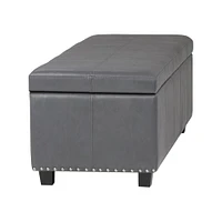 Simpli Home - Kingsley Rectangular Transitional Foam/Plywood Bench Ottoman With Inner Storage - Stone Gray