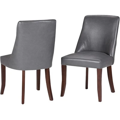 Simpli Home - Walden Contemporary Faux Leather & High-Density Foam Dining Chairs (Set of 2) - Stone Gray