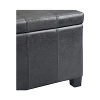 Simpli Home - Dover Rectangular Contemporary Wood/Foam Bench Ottoman With Inner Storage