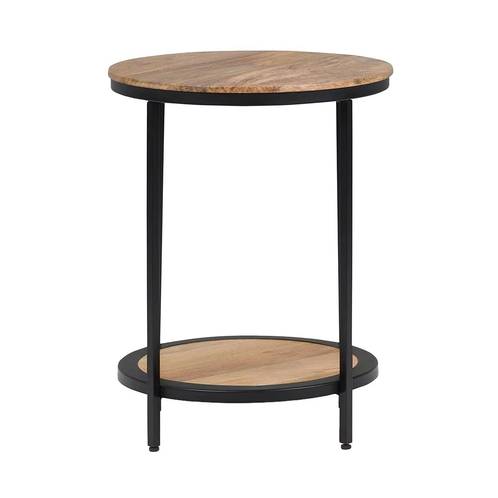 Simpli Home - Jenna Round Contemporary Mango Wood Accent Side Table - Natural