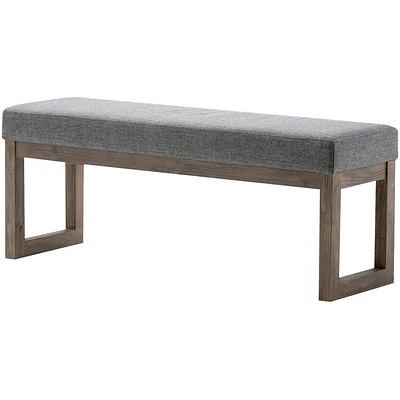 Simpli Home - Milltown Rectangular Modern Contemporary Plywood/Linen-Look Fabric Bench Ottoman