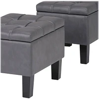 Simpli Home - Dover Rectangular Contemporary Faux Leather Storage Ottoman (Set of 3) - Stone Gray