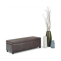 Simpli Home - Avalon Rectangular Contemporary Wood/Foam Bench Ottoman With Inner Storage