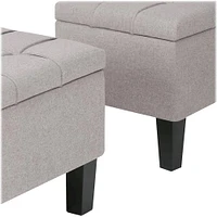 Simpli Home - Dover Rectangular Contemporary Fabric Storage Ottoman (Set of 3) - Cloud Gray