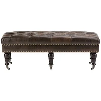 Simpli Home - Henley Traditional Bonded Leather Bench Ottoman - Distressed Brown