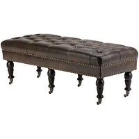 Simpli Home - Henley Traditional Bonded Leather Bench Ottoman - Distressed Brown