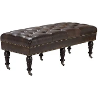 Simpli Home - Henley Traditional Bonded Leather Bench Ottoman - Distressed Brown