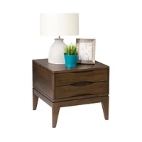 Simpli Home - Harper Square Mid-Century Modern Solid Hardwood 2-Drawer End Table - Dark Walnut Brown