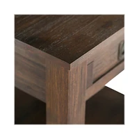 Simpli Home - Monroe Square Rustic Contemporary Solid Acacia Wood 1-Drawer End Side Table - Distressed Charcoal Brown