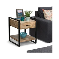 Simpli Home - Riverside Rectangular Industrial Solid Mango Wood 1-Drawer Side Table - Natural