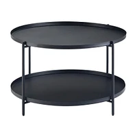 Simpli Home - Monet Round Modern Industrial Metal Coffee Table - Black