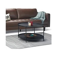 Simpli Home - Monet Round Modern Industrial Metal Coffee Table - Black