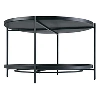 Simpli Home - Monet Round Modern Industrial Metal Coffee Table - Black