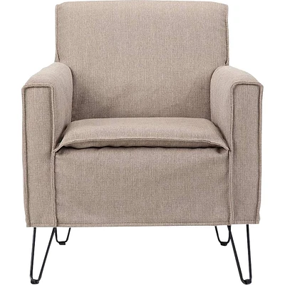 Simpli Home - Warren Mid-Century Modern Woven Fabric Armchair - Mocha