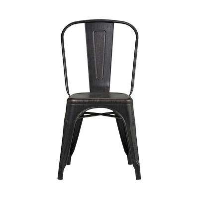 Simpli Home - Fletcher Contemporary Industrial Metal Dining Chairs (Set of 2) - Powder Coated Distressed Black And Copper