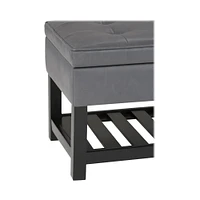 Simpli Home - Cosmopolitan Rectangular Traditional Wood/Plywood Bench Ottoman With Inner Storage - Stone Gray