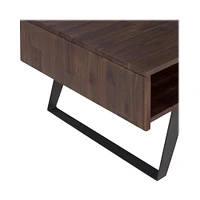 Simpli Home - Lowry Rectangular Modern Industrial Solid Acacia Wood 2-Drawer Coffee Table - Distressed Charcoal Brown