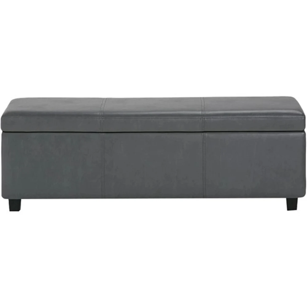 Simpli Home - Avalon 48 inch Wide Contemporary Rectangle Storage Ottoman Bench - Stone Gray