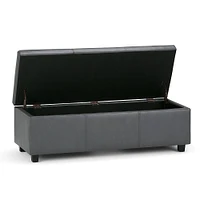 Simpli Home - Avalon 48 inch Wide Contemporary Rectangle Storage Ottoman Bench - Stone Gray