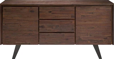 Simpli Home - Lowry Solid Acacia Wood and Metal 3-Drawer Sideboard Buffet - Distressed Charcoal Brown