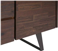 Simpli Home - Lowry Solid Acacia Wood and Metal 3-Drawer Sideboard Buffet - Distressed Charcoal Brown