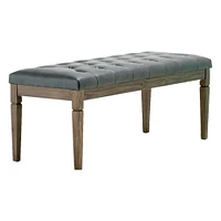 Simpli Home - Waverly Rectangular Traditional Faux Leather/Pine Wood Bench Ottoman - Slate Gray