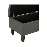 Simpli Home - Monroe Rectangular Contemporary Faux Leather/Pine Wood Ottoman With Inner Storage - Slate Gray