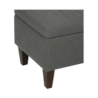 Simpli Home - Monroe Rectangular Contemporary Faux Leather/Pine Wood Ottoman With Inner Storage - Slate Gray