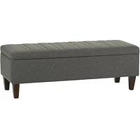 Simpli Home - Monroe Rectangular Contemporary Faux Leather/Pine Wood Ottoman With Inner Storage - Slate Gray