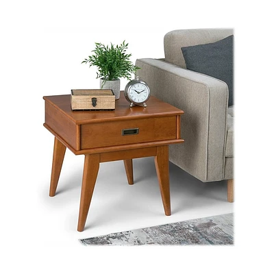 Simpli Home - Draper Rectangular Mid-Century Modern 1-Drawer End Table - Teak Brown